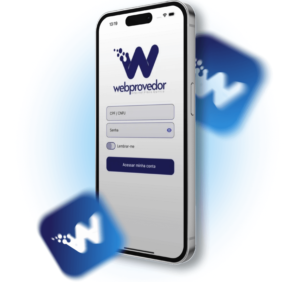 Ilustração de um robô simpático em estilo 3D, nas cores roxo e azul, acenando e sorrindo, representando tecnologia e inovação na seção de Suporte